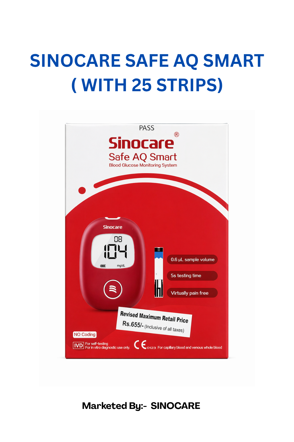 SINOCARE SAFE AQ SMART PLUS 25 STRIPS